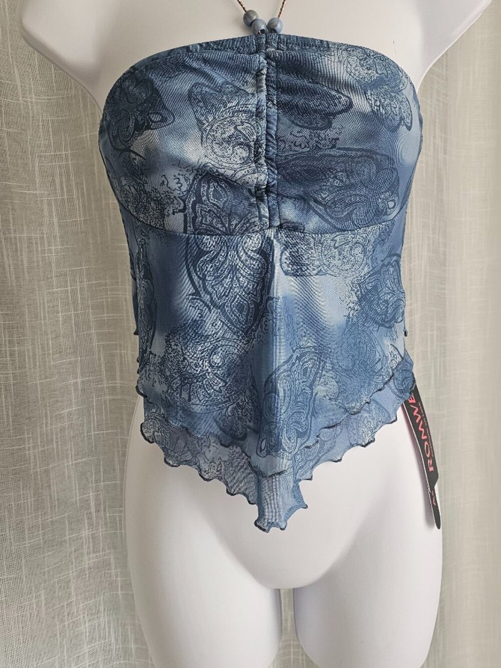 Women Hippie Mermaid Tie Dye Ruched Halter Top Size US XS NWT